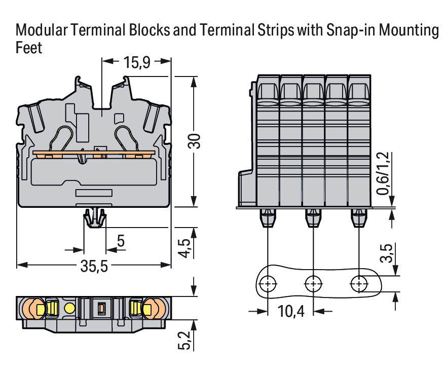 2-conductor miniature through terminal block with operating slots 2.5 mm² gray – Image 2 of 2
