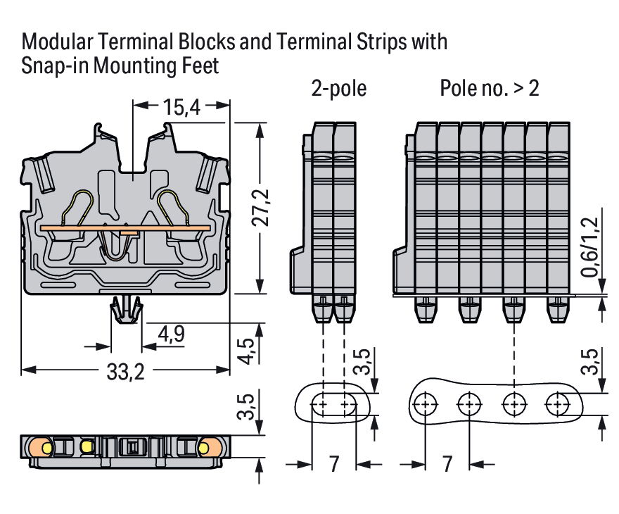 2-conductor miniature through terminal block with operating slots 1 mm² gray – Image 2 of 2