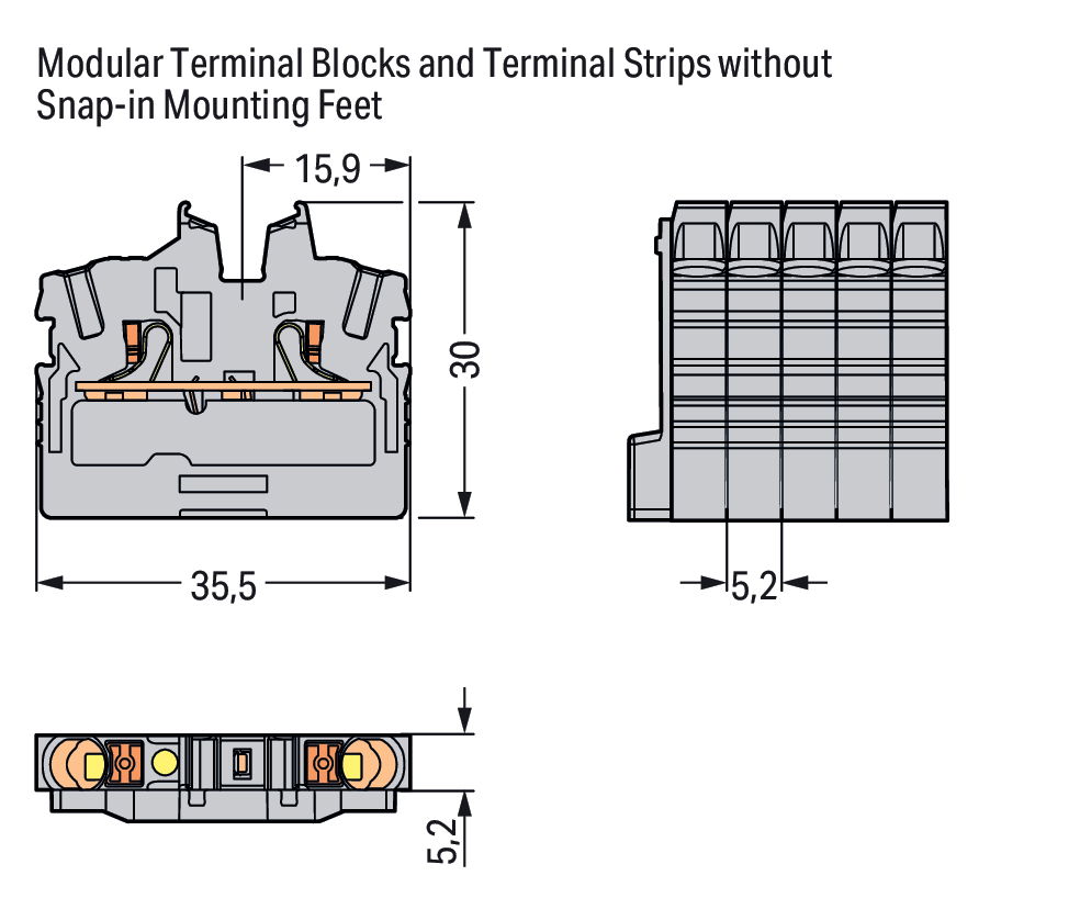 2-conductor miniature through terminal block with push-button 2.5 mm² blue – Image 2 of 2