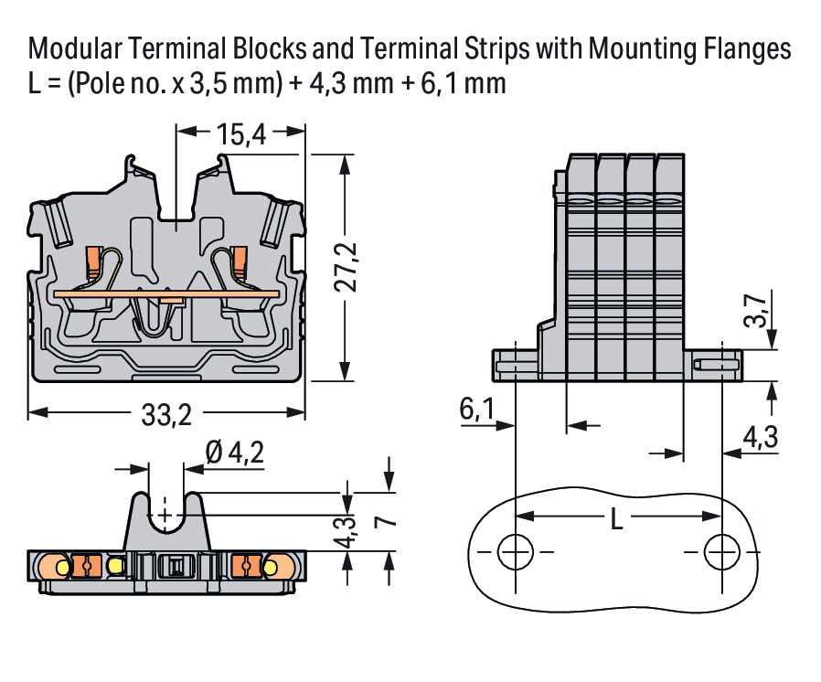 2-conductor miniature through terminal block with push-button 1 mm² blue – Image 2 of 2