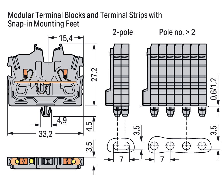 2-conductor miniature through terminal block with push-button 1 mm² gray – Image 2 of 2