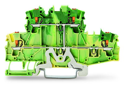 Double-deck terminal block 4-conductor ground terminal block with push-button green-yellow