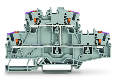 Double-deck terminal block with push-button 4-conductor through terminal block gray