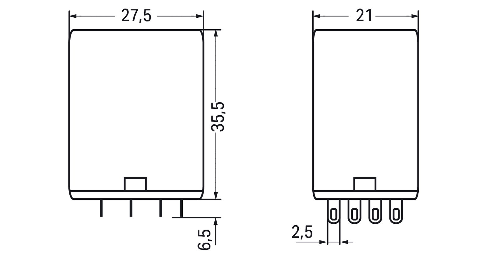 Basic relay Nominal input voltage: 12 VDC 2 changeover contacts – Image 2 of 2