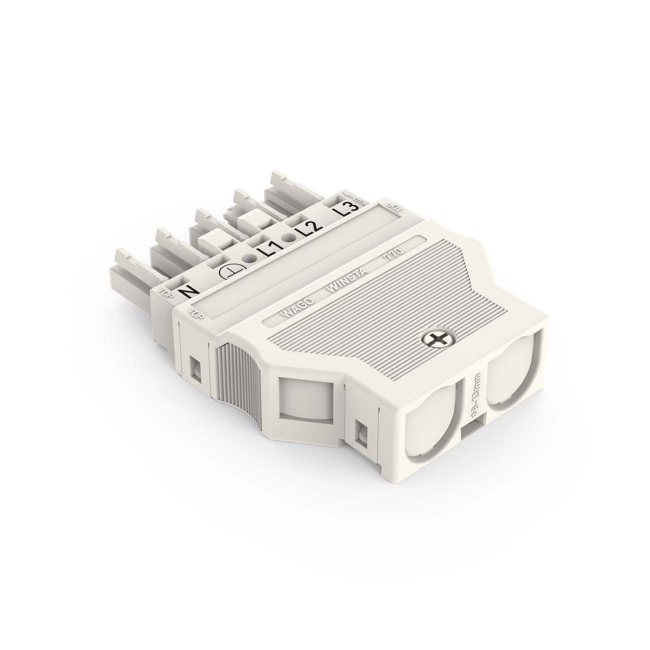 Socket with strain relief housing 5-pole white