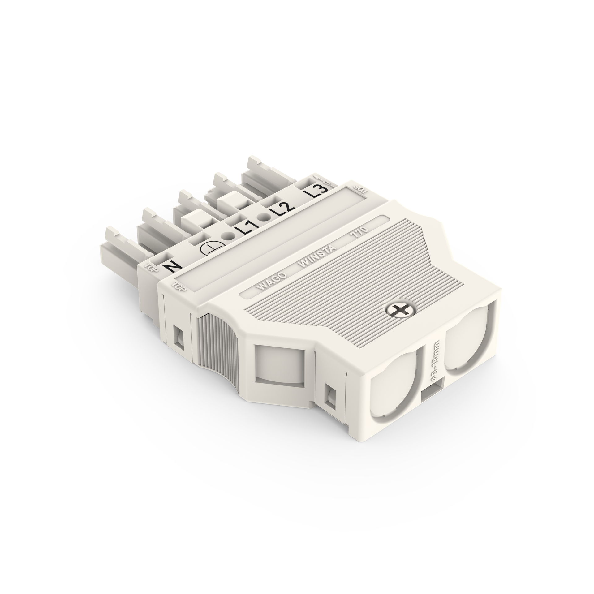 Socket with strain relief housing 5-pole white