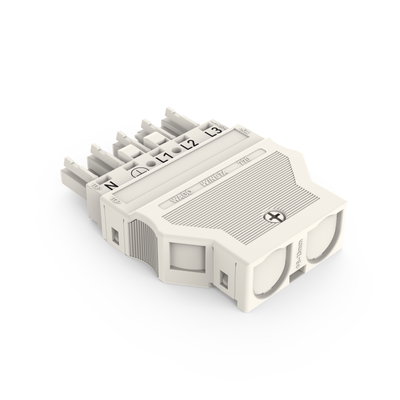 Socket with strain relief housing 5-pole white