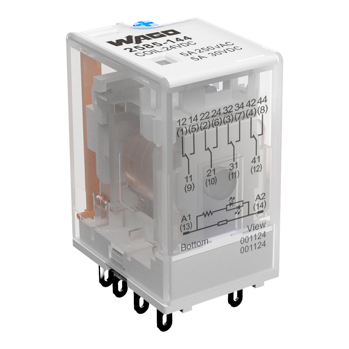 Basic relay Nominal input voltage: 24 VDC 4 changeover contacts