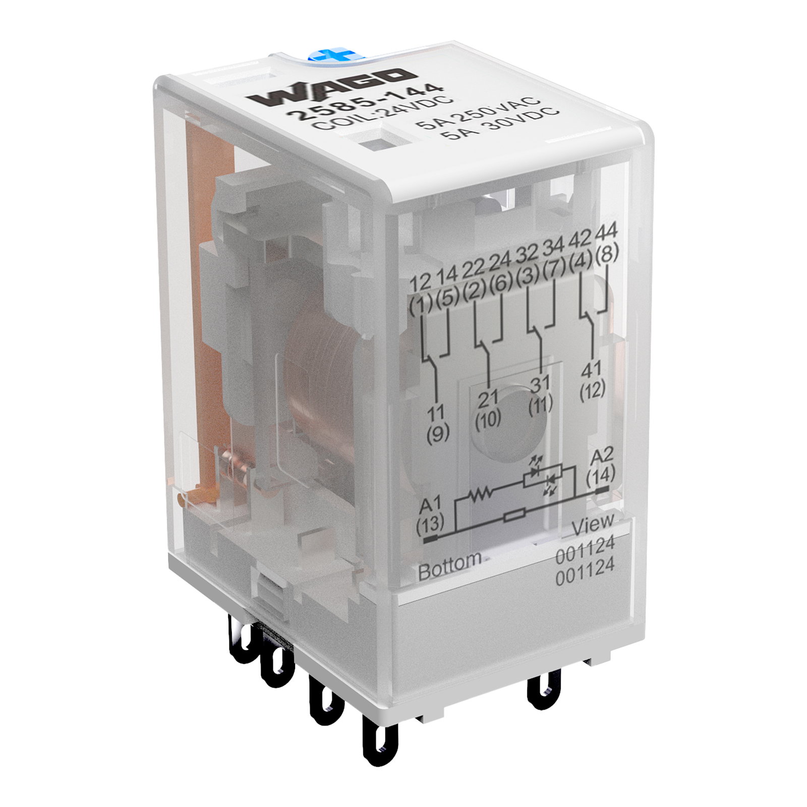 Basic relay Nominal input voltage: 24 VDC 4 changeover contacts