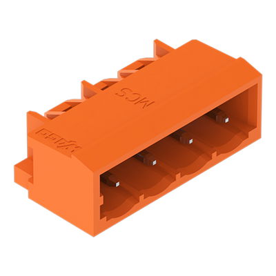 THT male header 1.0 x 1.0 mm solder pin angled orange