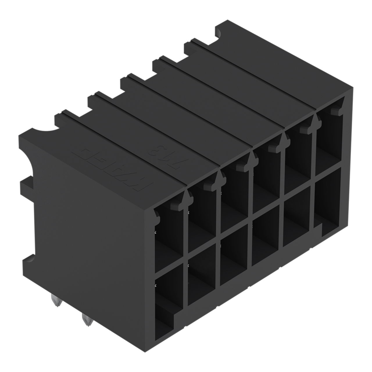 THT male header, 2-row 0.8 x 0.8 mm solder pin angled black