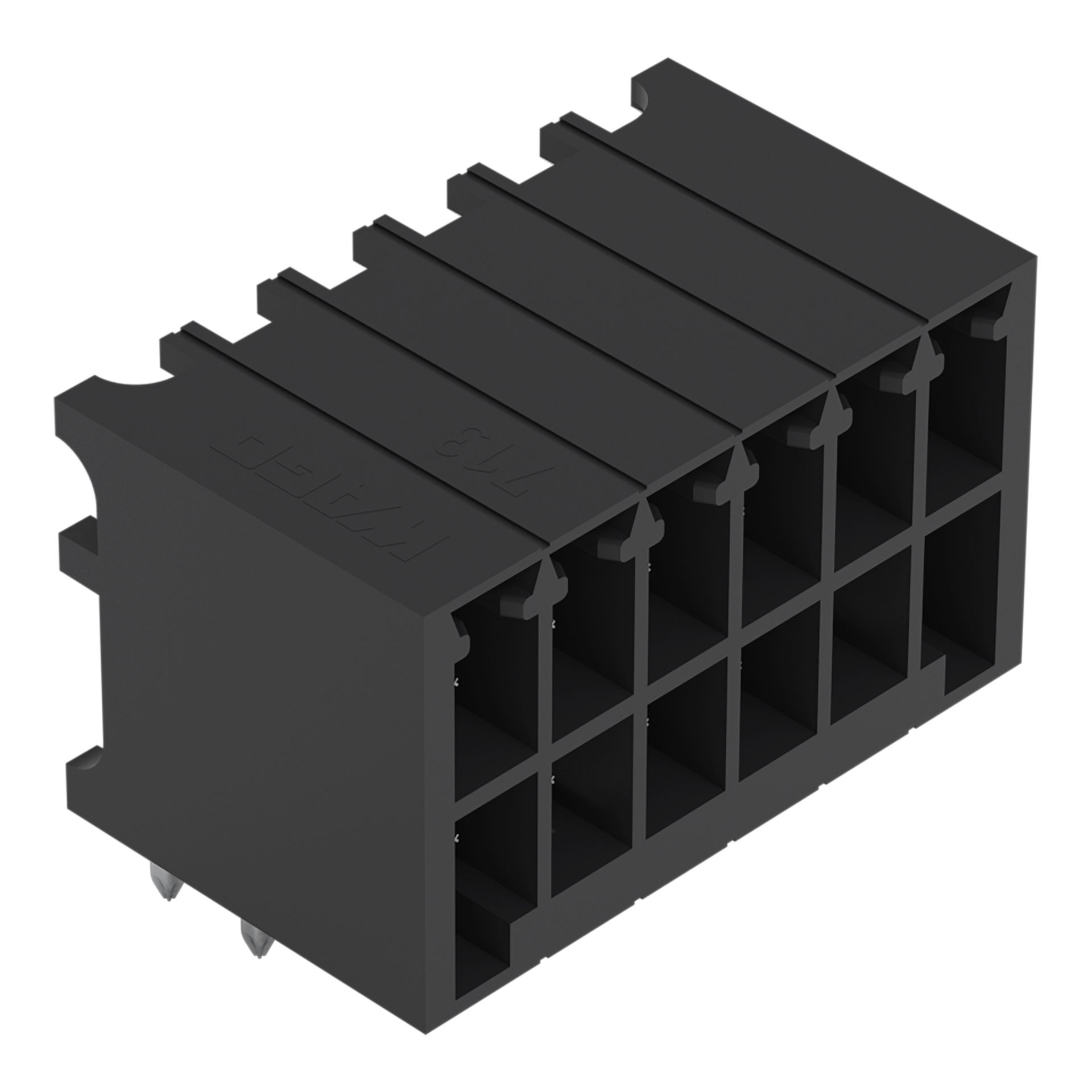 THT male header, 2-row 0.8 x 0.8 mm solder pin angled black