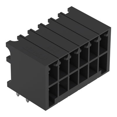 THT male header, 2-row 0.8 x 0.8 mm solder pin angled black