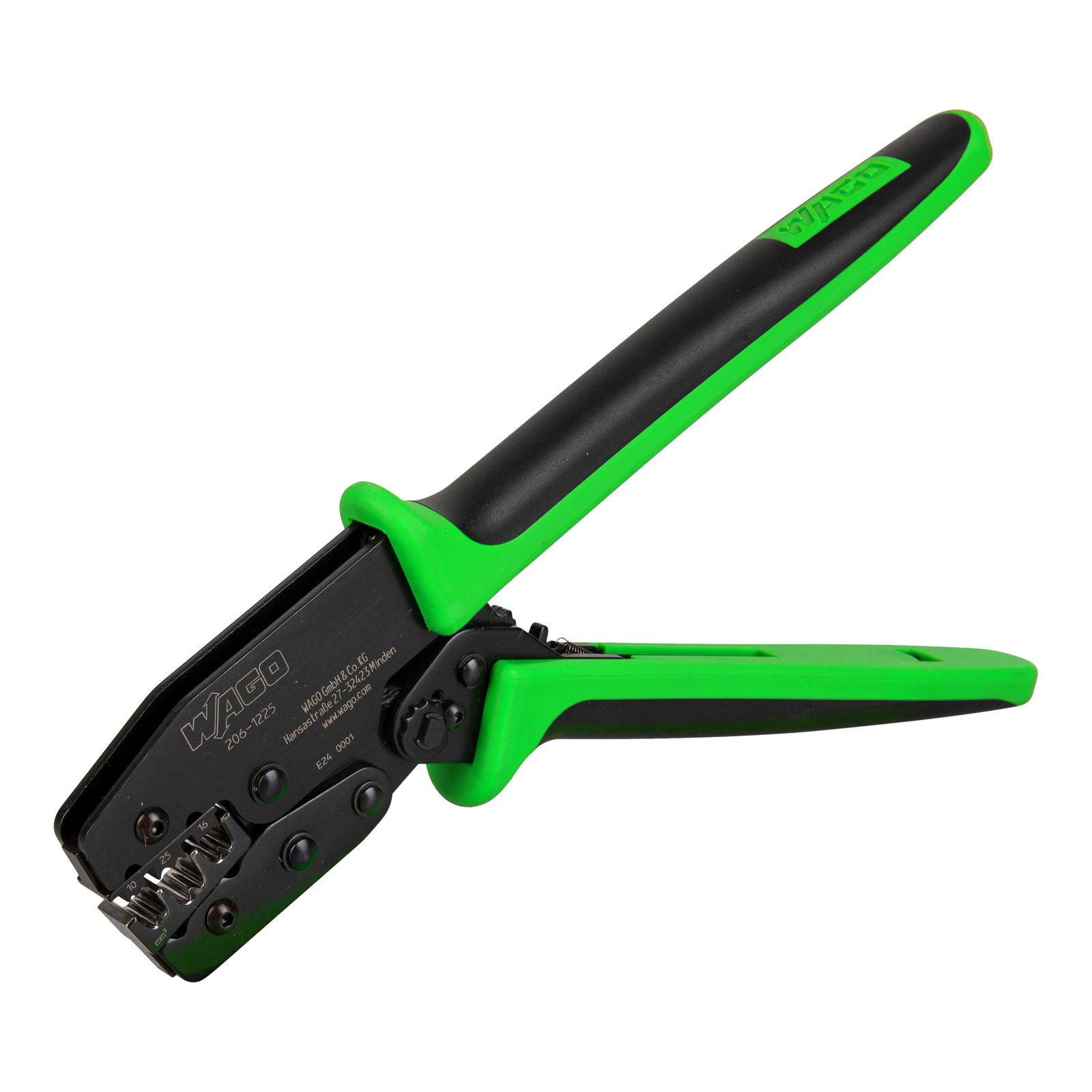 Crimping tool 25 for insulated and uninsulated ferrules Crimping range: 10 mm², 16 mm² and 25 mm² green/black