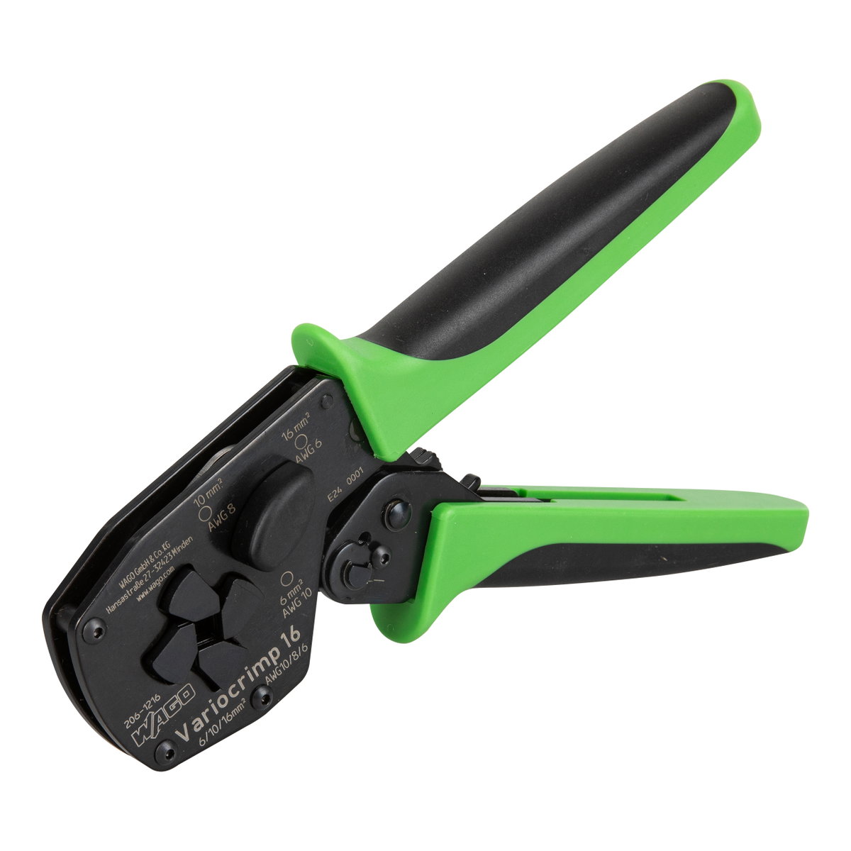 Variocrimp 16 crimping tool for insulated and uninsulated ferrules Crimping range: 6, 10 and 16 mm² green/black