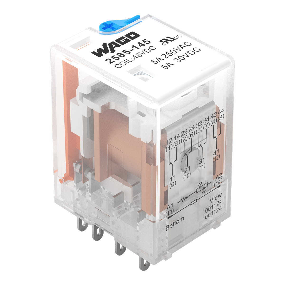 Basic relay Nominal input voltage: 48 VDC 4 changeover contacts