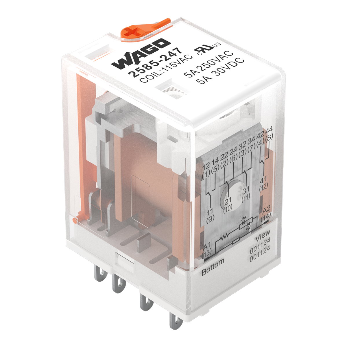 Basic relay Nominal input voltage: 115 VAC 4 changeover contacts