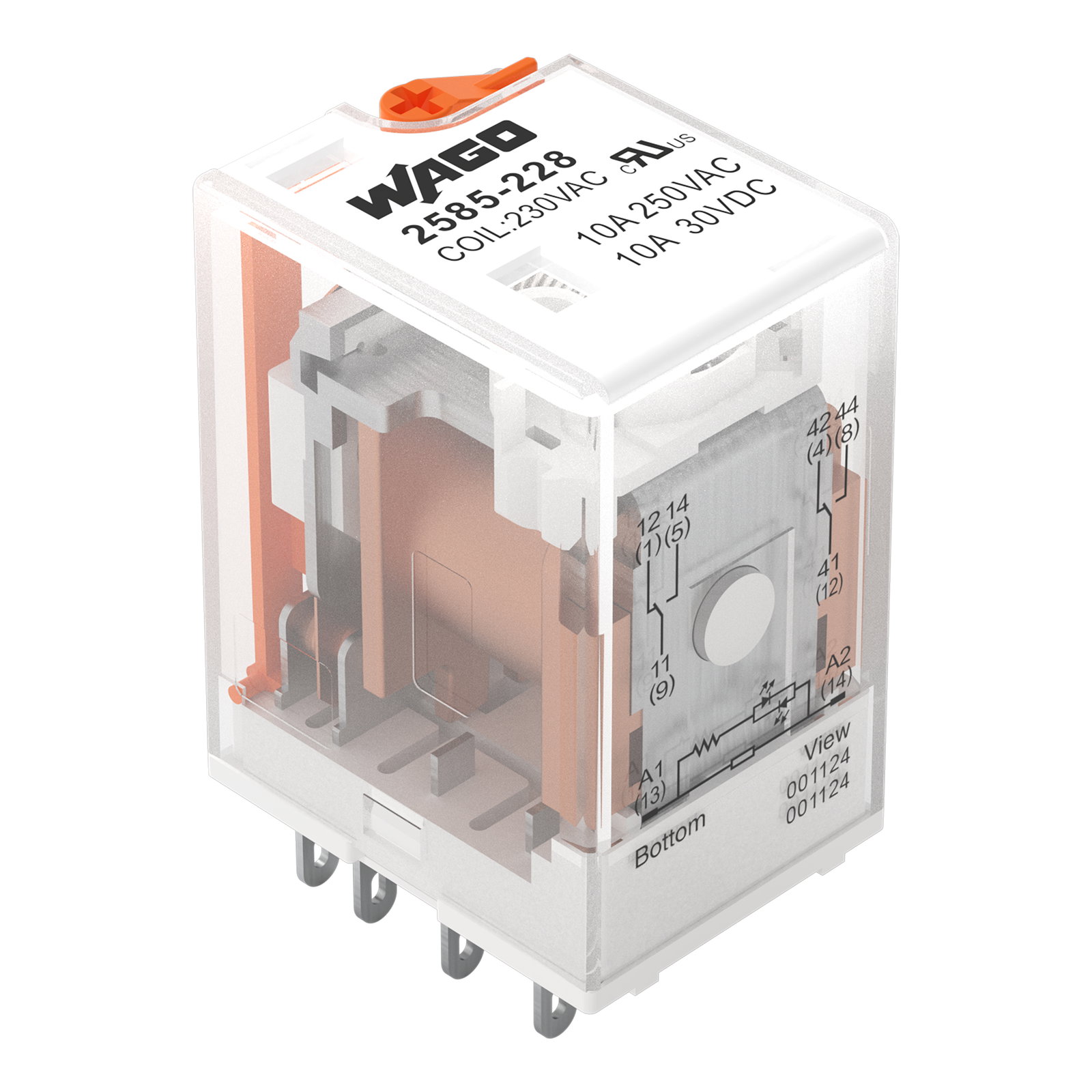 Basic relay Nominal input voltage: 230 VAC 2 changeover contacts