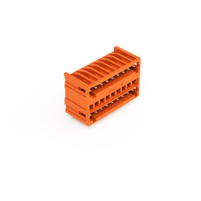 THT double-deck male header 1.0 x 1.0 mm solder pin angled orange