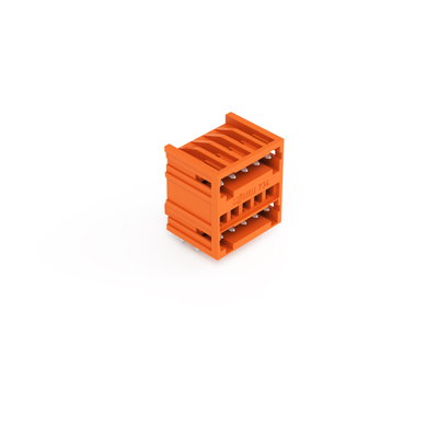 THT double-deck male header 1.0 x 1.0 mm solder pin angled orange
