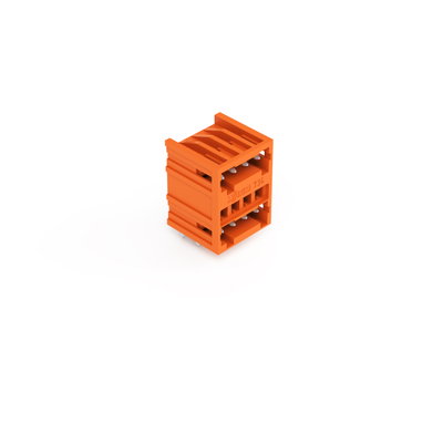 THT double-deck male header 1.0 x 1.0 mm solder pin angled orange