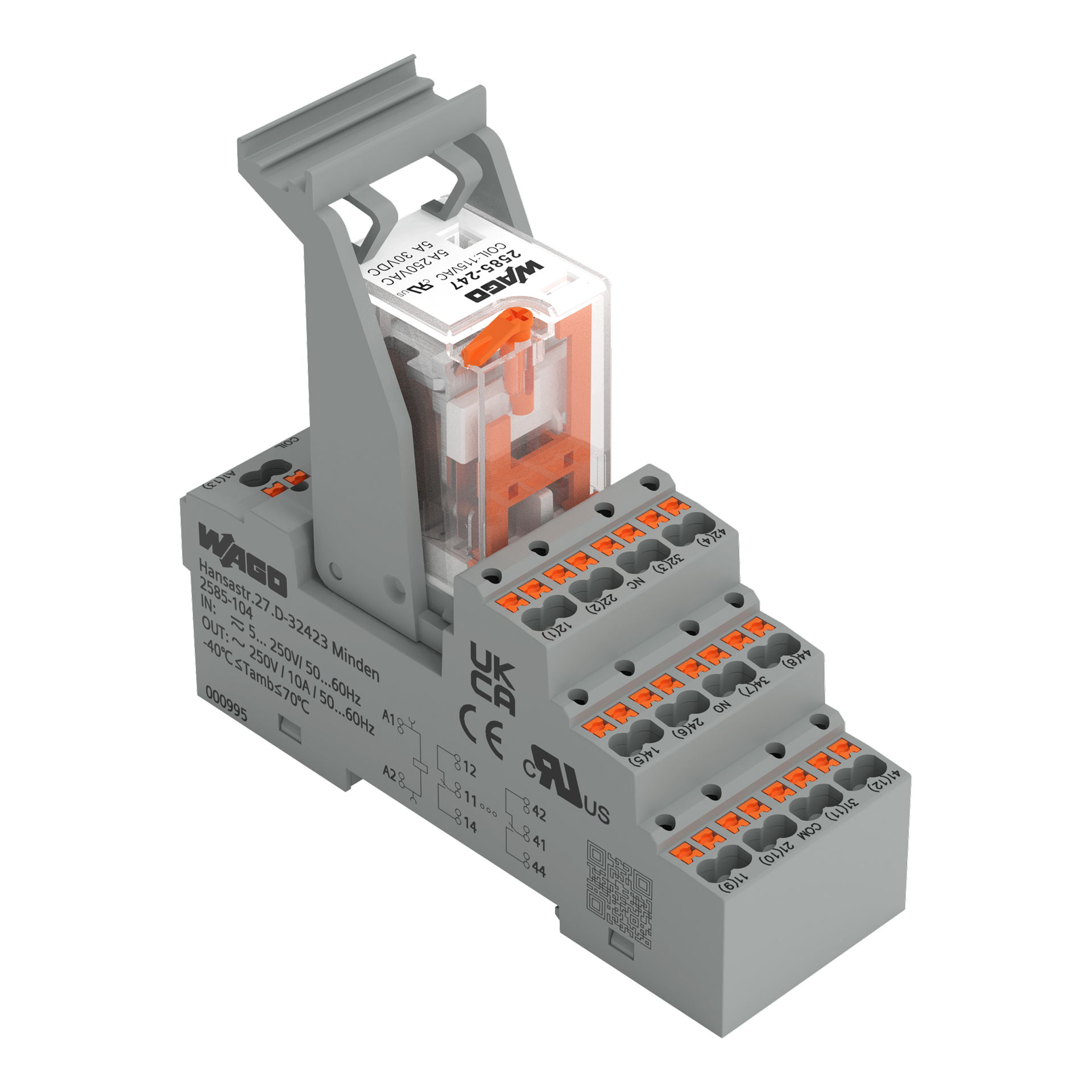 Relay module Nominal input voltage: 115 VAC 4 changeover contacts
