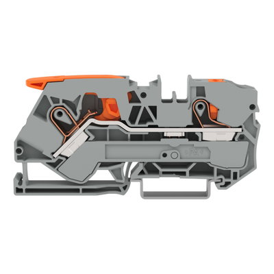 2-conductor through terminal block with lever and push-button 10 mm² gray