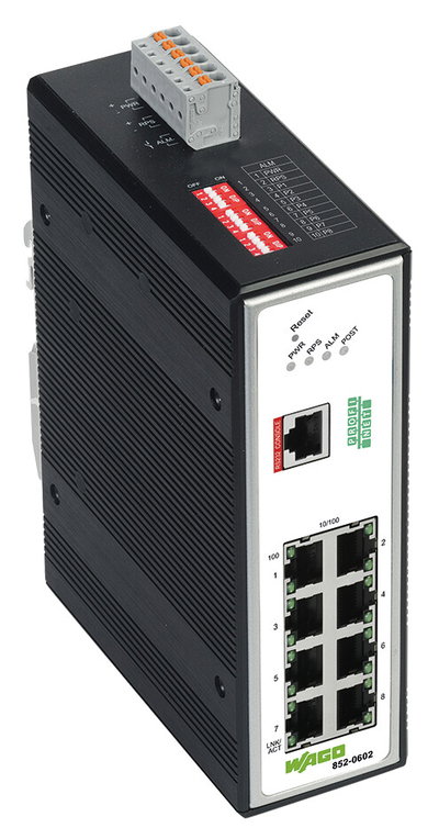 Industrial Managed Switch 8-port 100Base-TX PROFINET black metallic
