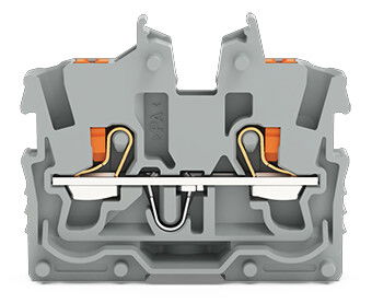 2-conductor miniature through terminal block with push-button 1 mm² gray