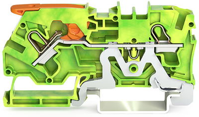 2-conductor ground terminal block with lever and Push-in CAGE CLAMP® 4 mm² green-yellow