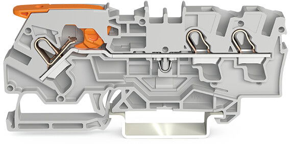 3-conductor through terminal block with lever and Push-in CAGE CLAMP® 4 mm² gray