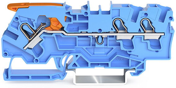 3-conductor through terminal block with lever and Push-in CAGE CLAMP® 4 mm² blue
