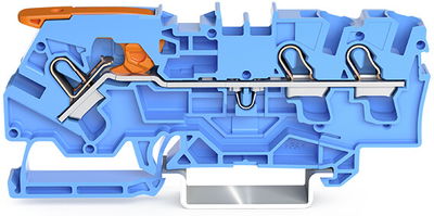 3-conductor through terminal block with lever and Push-in CAGE CLAMP® 4 mm² blue