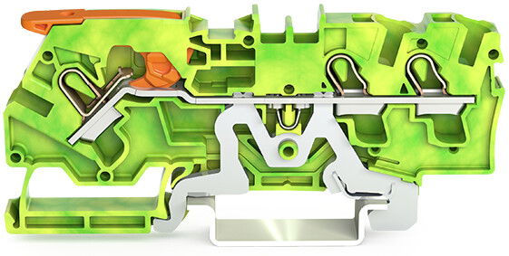 3-conductor ground terminal block with lever and Push-in CAGE CLAMP® 4 mm² green-yellow