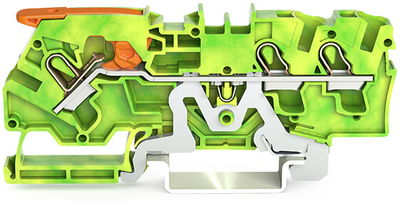 3-conductor ground terminal block with lever and Push-in CAGE CLAMP® 4 mm² green-yellow