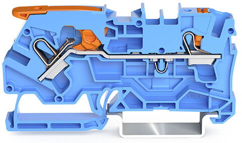 2-conductor through terminal block with lever and push-button 4 mm² blue