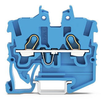 2-conductor miniature through terminal block with operating slots 1 mm² blue