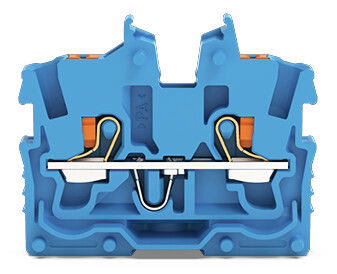 2-conductor miniature through terminal block with push-button 1 mm² blue