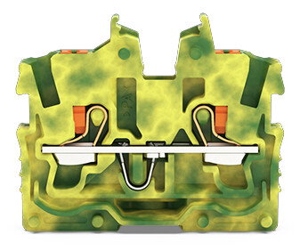 2-conductor miniature through terminal block with push-button 1 mm² green-yellow