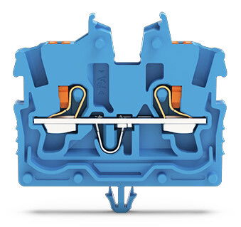2-conductor miniature through terminal block with push-button 1 mm² blue
