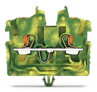 2-conductor miniature through terminal block with push-button 1 mm² green-yellow