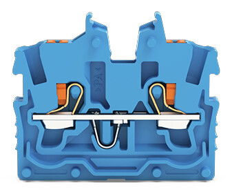 2-conductor miniature through terminal block with push-button 1 mm² blue