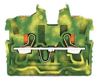2-conductor miniature through terminal block with push-button 1 mm² green-yellow