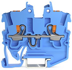 2-conductor miniature through terminal block with push-button 1 mm² blue