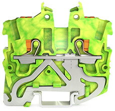 2-conductor miniature ground terminal block with push-button 1 mm² green-yellow