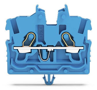 2-conductor miniature through terminal block with operating slots 1 mm² blue