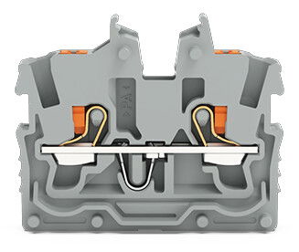 2-conductor miniature through terminal block with push-button 1 mm² gray
