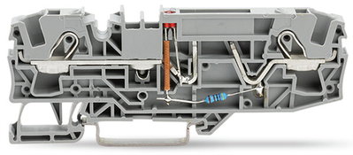 2-conductor fuse terminal block for automotive blade-style fuses with test option gray
