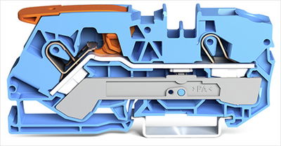 2-conductor through terminal block with lever and Push-in CAGE CLAMP® 10 mm² blue