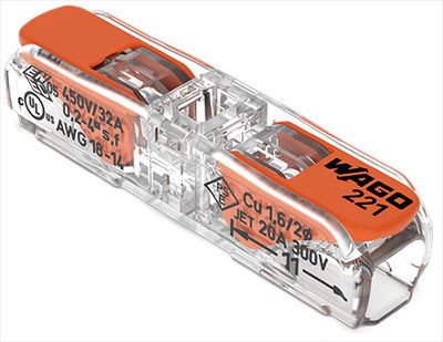 Inline splicing connector with levers for all conductor types max. 4 mm² transparent
